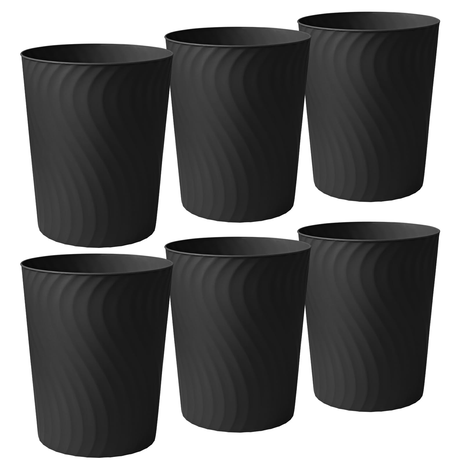 YGJT Small Trash Can, 6 Pack 1.8 Gallons Bathroom Trash Can, Slim Waste Basket, Round Garbage Can, Plastic Trash Bin for Kitchen, Dorm, Bedroom, Office, Living Room, Study, Compact Spaces(Black)