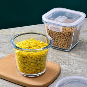 H.JSS WDJS 24 Oz Glass Food Storage Container Set, 3 Cup Large Soup Container with Airtight Lids, Round Glass Meal Prep Containers, Leakproof Soup Storage Container, Microwave & Freezer Safe (4 Pack)