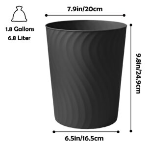 YGJT Small Trash Can, 6 Pack 1.8 Gallons Bathroom Trash Can, Slim Waste Basket, Round Garbage Can, Plastic Trash Bin for Kitchen, Dorm, Bedroom, Office, Living Room, Study, Compact Spaces(Black)