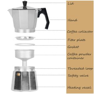 Vaolvpant 14 Cup Aluminum Moka Pot Classic Stovetop Espresso Coffee Maker 700ml 23oz Coffeemaker Percolator Moka Express Classic Cafe Maker for Italian and Cuban Café Brewing Silver