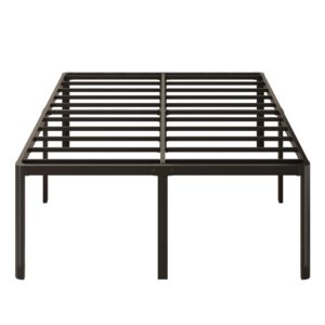 yicensen 24 inch high queen bed frame rounded corner no box spring needed, heavy duty metal queen size platform bed frame, easy assembly, noise free, black