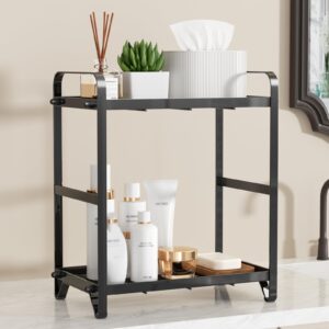 josmimic bathroom makeup organizer countertop: black metal countertop organizer for bathroom, kitchen storage cosmetics, spices