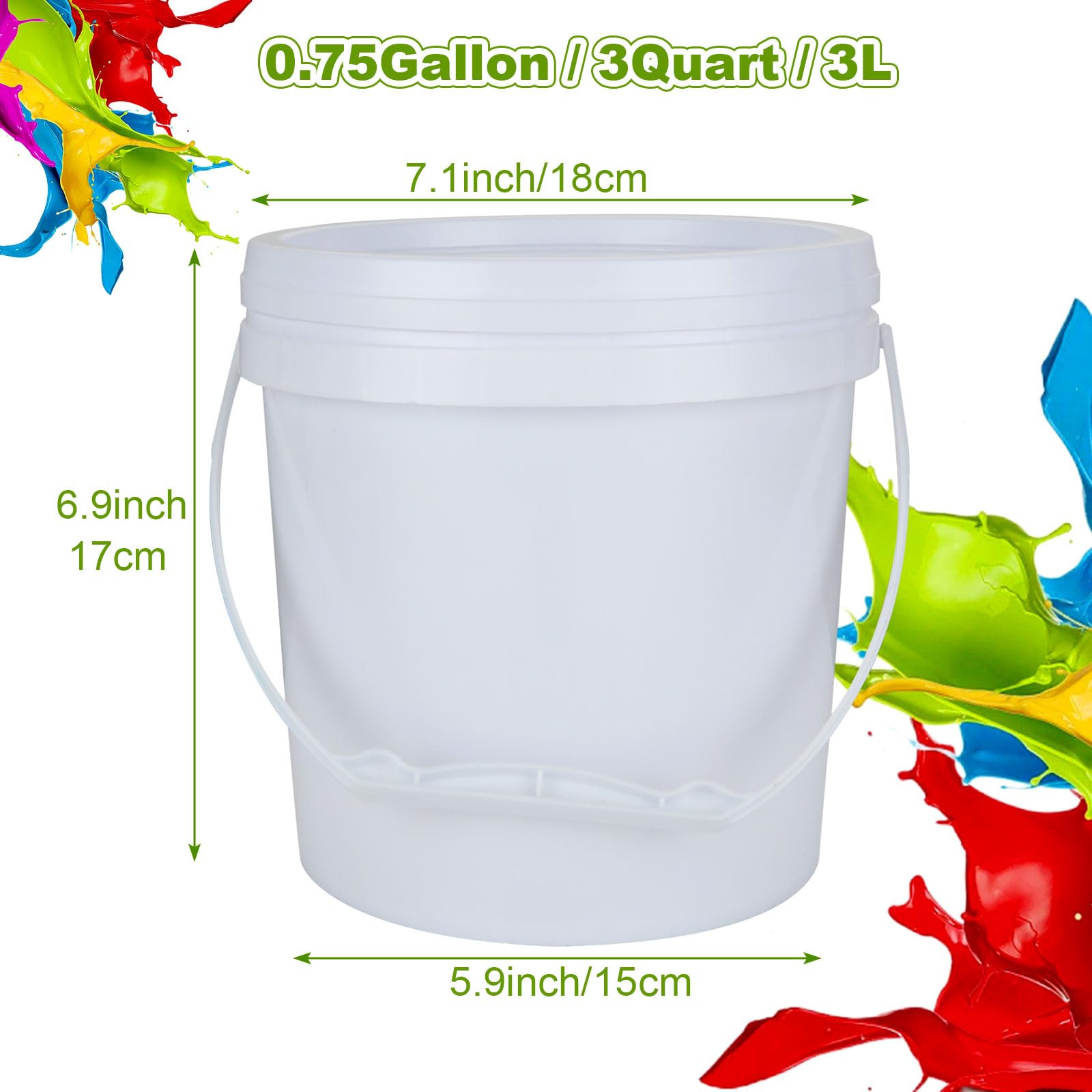 AKOLAFE 4 Pack Paint Buckets for Painting 3 Quart Paint Cans with Lids & Handles Empty Paint Cans 3/4 Gallon Plastic Paint Can Paint Pail Paint Storage Containers for Leftover Paint Pigment Varnish