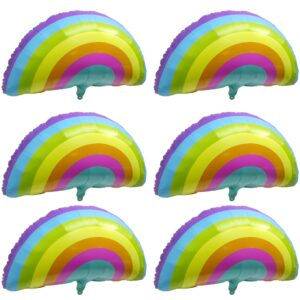 Colorful Rainbow Balloon Rainbow Bridge Balloon Blue Sky White Cloud Themed Party Supplies For Birthday Baby Shower Wedding Bridal Shower, 6 Pack Rainbow Foil Balloons Rainbow Pride Day Balloons