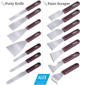 ALLEX Right Angle Paint Scraper Tool 2" Bent Scraper 90 Degree, Heavy Duty Full Tang, Sharp Japanese Stainless Steel Blade, Professional Scraper Knife for Paint, Metal, Carbide, Rust, Made in JAPAN