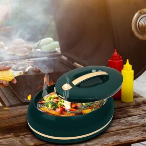 Elegant Large Oval Insulated Casserole Carrier Dish- One Hand Open Lid- 3.15 qt. Luxury Hot Pot Food Warmer/Cooler -Thermal Serving Bowl For Buffet/Parties-Stainless Steel Hot Food Container -Dark