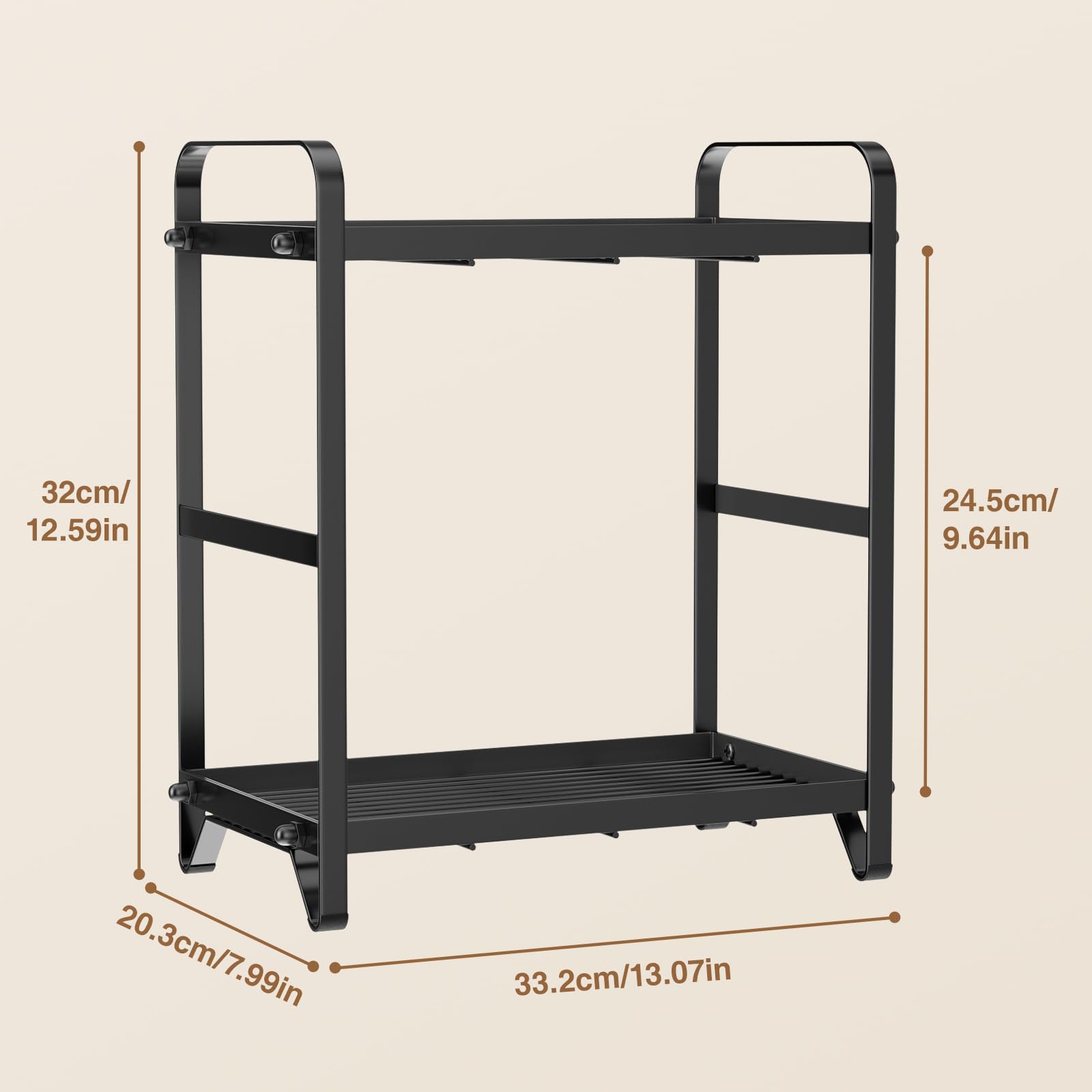 Josmimic Bathroom Makeup Organizer Countertop: Black Metal Countertop Organizer for Bathroom, Kitchen Storage Cosmetics, Spices