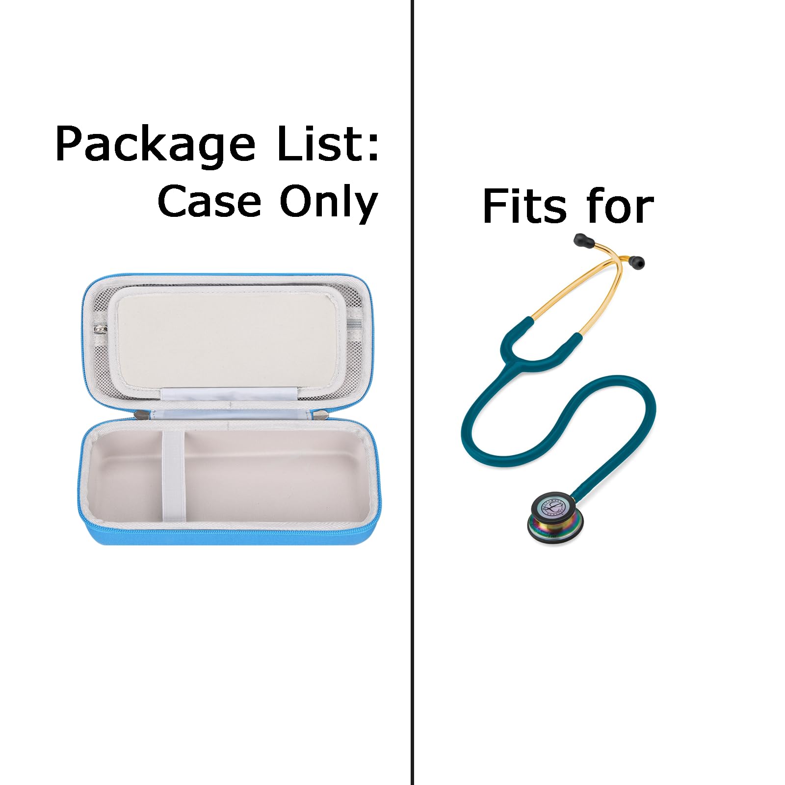 Tourmate Hard Stethoscope Case for 3M Littmann Classic III/Lightweight II S.E. /Cardiology IV Diagnostic/MDF Acoustica Deluxe Stethoscopes, Case Only (Blue)