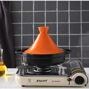 Multi-function Moroccan Style Cast Iron Tajine Pot Cooking Pot Ceramic Casserole Steamer Braiser Pan Healthy Saucepan Earthen Pot for Braising Slow Cooking,Yellow