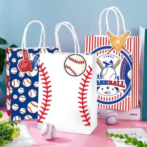 Mpanwen Baseball Goodie Bags, 16 Pcs Baseball Themed Party Favor Candy Treat Gifts Bags With Handle for Birthday Baby Shower Holiday Party Decorations