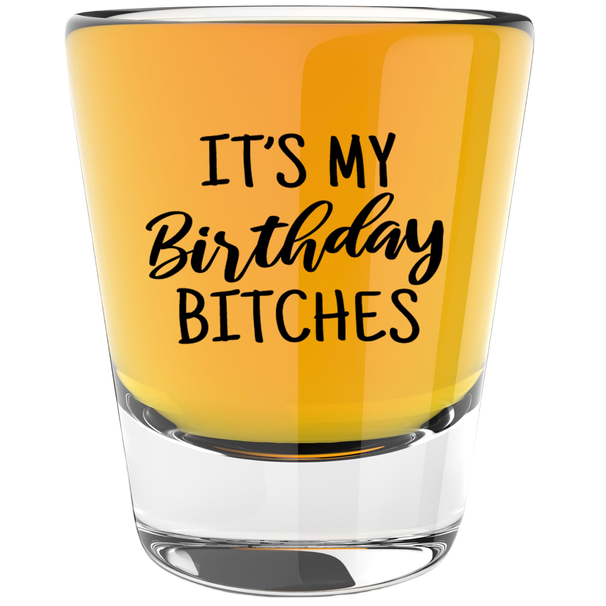 LitGifts Its My Birthday Shot Glass, 21st Birthday Gifts for Her, 21st Birthday Shot Glass for Her, Birthday Glasses for Women, 1.75 Ounce Shot Glass in Black, Small