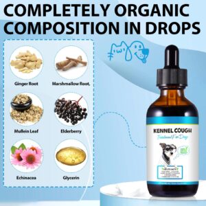 Kennel Cough for Dogs, 60Ml Kennel Dog Cough Treatment, Effective Relieving Dogs Cough Symptoms, Kennel Cough Medicine for Dogs Herbal Drops for All Breeds & Sizes, Supplement for Dogs Itch