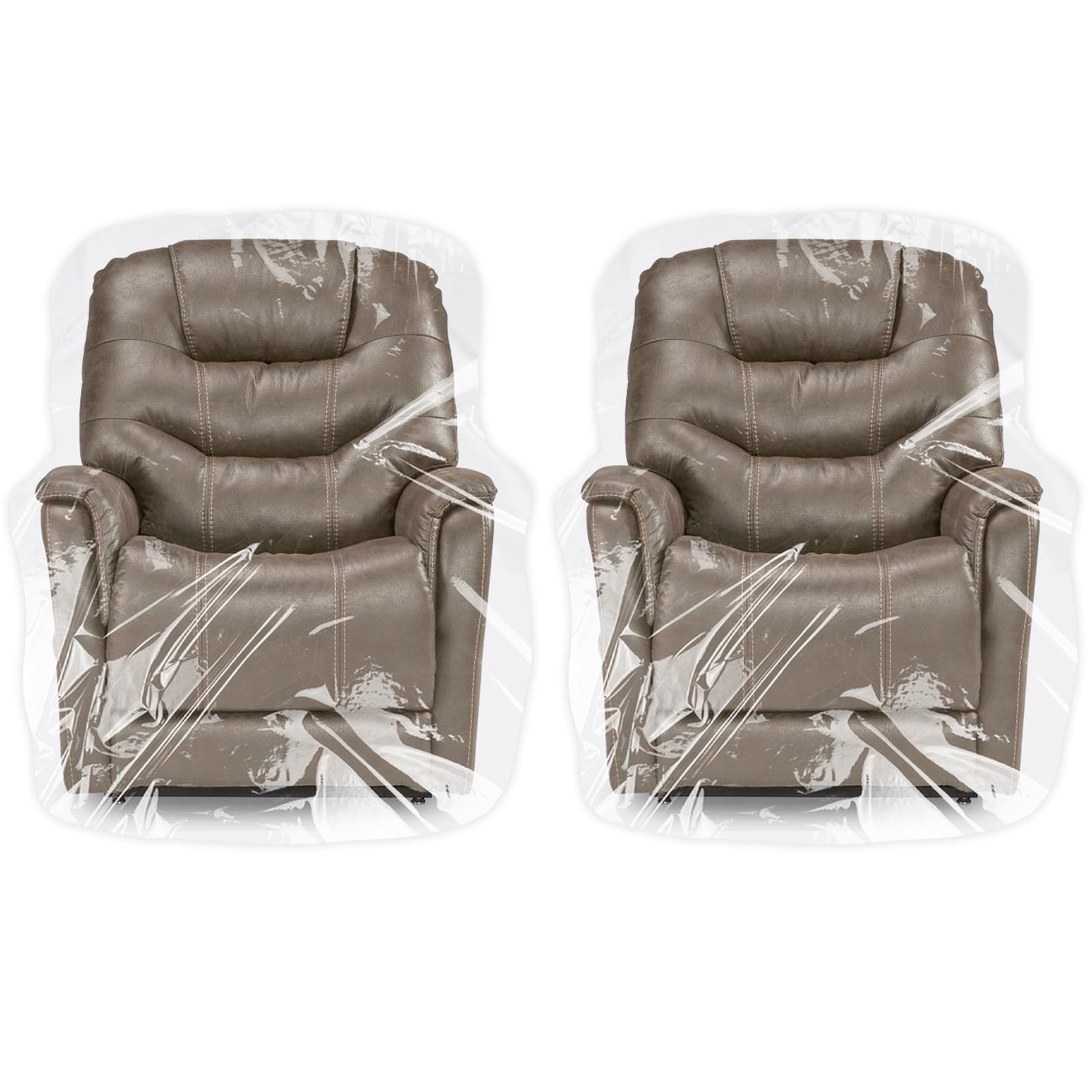 TRINKA 2 PCS Plastic Furniture Covers for Storage, 4 MIL Thick Heavy Duty Dust-Proof Moving Bags, 65 x 43 x 35 Inches Extra Large Waterproof & Clear Chair Cover Protectors for Armchairs and Recliners