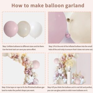 Fog Pink Sand White Boho Ballloons, 144pcs Blush Beige White Pink Balloons for Girl Women Baby Shower Bride Shower Party Decorations……