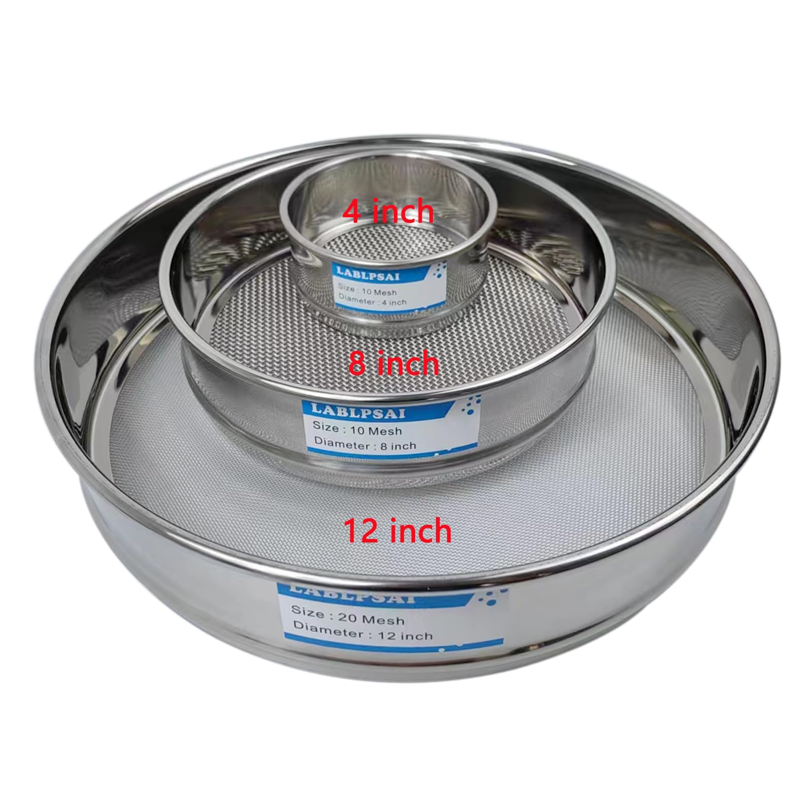 LABLPSAI 120 Mesh Lab Sieves 4" Diameter 304 Stainless Steel Wire Cloth Test Sieve for Industrial Laboratory Home