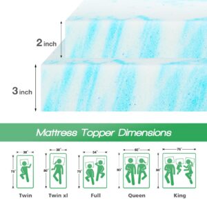 Mattress Topper, 3 Inch King Size Cooling Memory Foam Mattress Bed Topper for Sleeper Sofa, RV, Camper, CertiPUR-US Certified