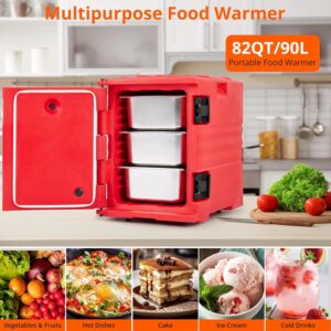 Food Warmer,Portable Food Warmer 82Qt Hot Box for Catering, Lldpe Food Box Carrier Double Catering for 3/6 "or 6/2.5" Plates for Family Gathering, Canteen, Restaurant