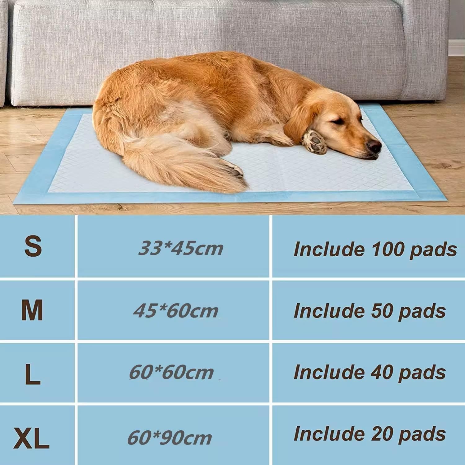 Generic Extra Large Dog Pee Pads 60 x 90cm 20 pad Count, Blue and White