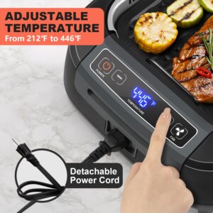 Smokeless Indoor Grill, CUSIMAX Electric Grill with Non-stick Removable Grill/Griddle Plate, 1500W Korean BBQ Grill with LED Smart Display & Tempered Glass Lid, Easy to Clean, Black