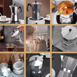 Vaolvpant 14 Cup Aluminum Moka Pot Classic Stovetop Espresso Coffee Maker 700ml 23oz Coffeemaker Percolator Moka Express Classic Cafe Maker for Italian and Cuban Café Brewing Silver