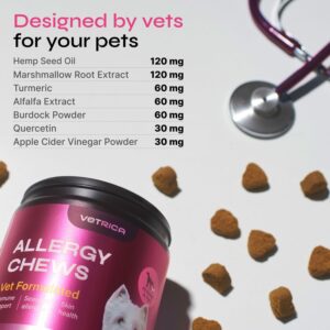 Dog Allergy Relief Chews - Dog Itching Skin Relief - Anti Itch for Dogs - Dog Itch Relief Chews - Hot Spot Treatment - Seasonal Allergy Support Supplements - Allergy Chews - Allergy Immune Treats