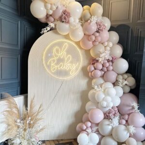 Fog Pink Sand White Boho Ballloons, 144pcs Blush Beige White Pink Balloons for Girl Women Baby Shower Bride Shower Party Decorations……