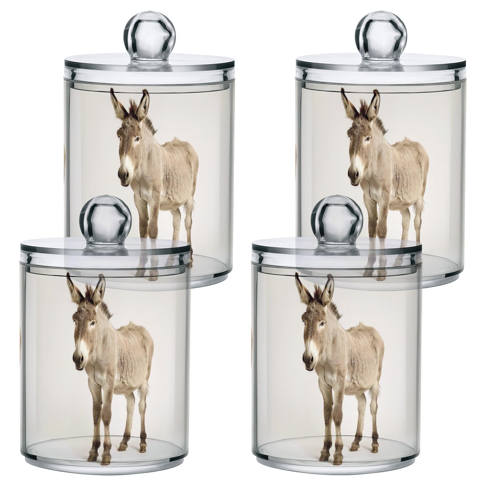 2 Pack Qtip Holder Dispenser with Lids, Funny Donkey Plastic Storage Containers,Bathroom Canisters Organizer for Cotton Ball, Cotton Swab, Cotton Round Pads, Floss 21218399