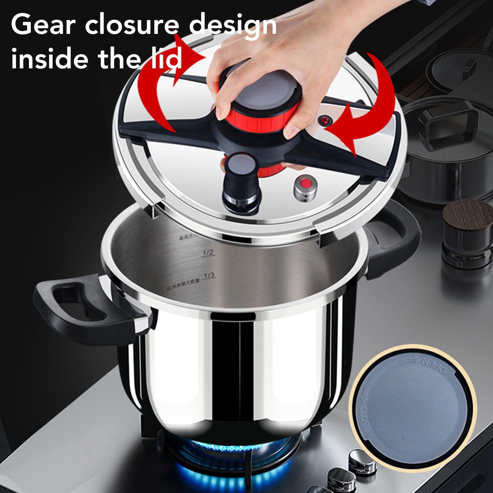 Large Pressure Cooker, Practical Multi Functional Stainless Steel Household Pressure Cooker for Kitchen (8L)