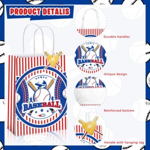 Mpanwen Baseball Goodie Bags, 16 Pcs Baseball Themed Party Favor Candy Treat Gifts Bags With Handle for Birthday Baby Shower Holiday Party Decorations