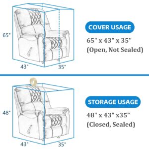 TRINKA 2 PCS Plastic Furniture Covers for Storage, 4 MIL Thick Heavy Duty Dust-Proof Moving Bags, 65 x 43 x 35 Inches Extra Large Waterproof & Clear Chair Cover Protectors for Armchairs and Recliners