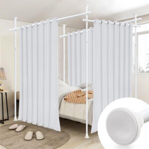 room divider curtain rod - 4-10ft(h) 28-171inch(w) no drilling tension curtain divider for room separation, heavy duty portable curtain stand space partition, wall divider for room separator - white