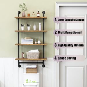 4-Tier Over The Toilet Storage Rack, Wall Mounted Bathroom Organize Shelf with Hanging Rod, Above Toilet Storage Shelf Bathroom Space Saver