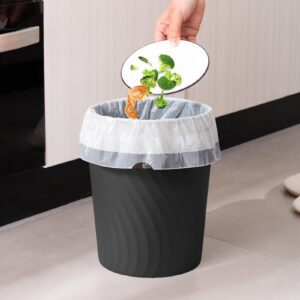 YGJT Small Trash Can, 6 Pack 1.8 Gallons Bathroom Trash Can, Slim Waste Basket, Round Garbage Can, Plastic Trash Bin for Kitchen, Dorm, Bedroom, Office, Living Room, Study, Compact Spaces(Black)