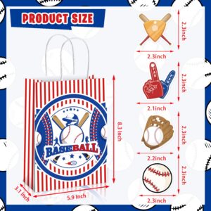 Mpanwen Baseball Goodie Bags, 16 Pcs Baseball Themed Party Favor Candy Treat Gifts Bags With Handle for Birthday Baby Shower Holiday Party Decorations