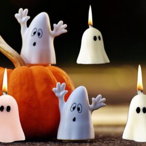 4 PCS Cute Ghost Candles, Scented Halloween Decoration Candles, Novelty Votive Ghost Candle, Votive Candles for Fall Decor Thanksgiving Home Halloween Party Bedroom Room Table Decorations