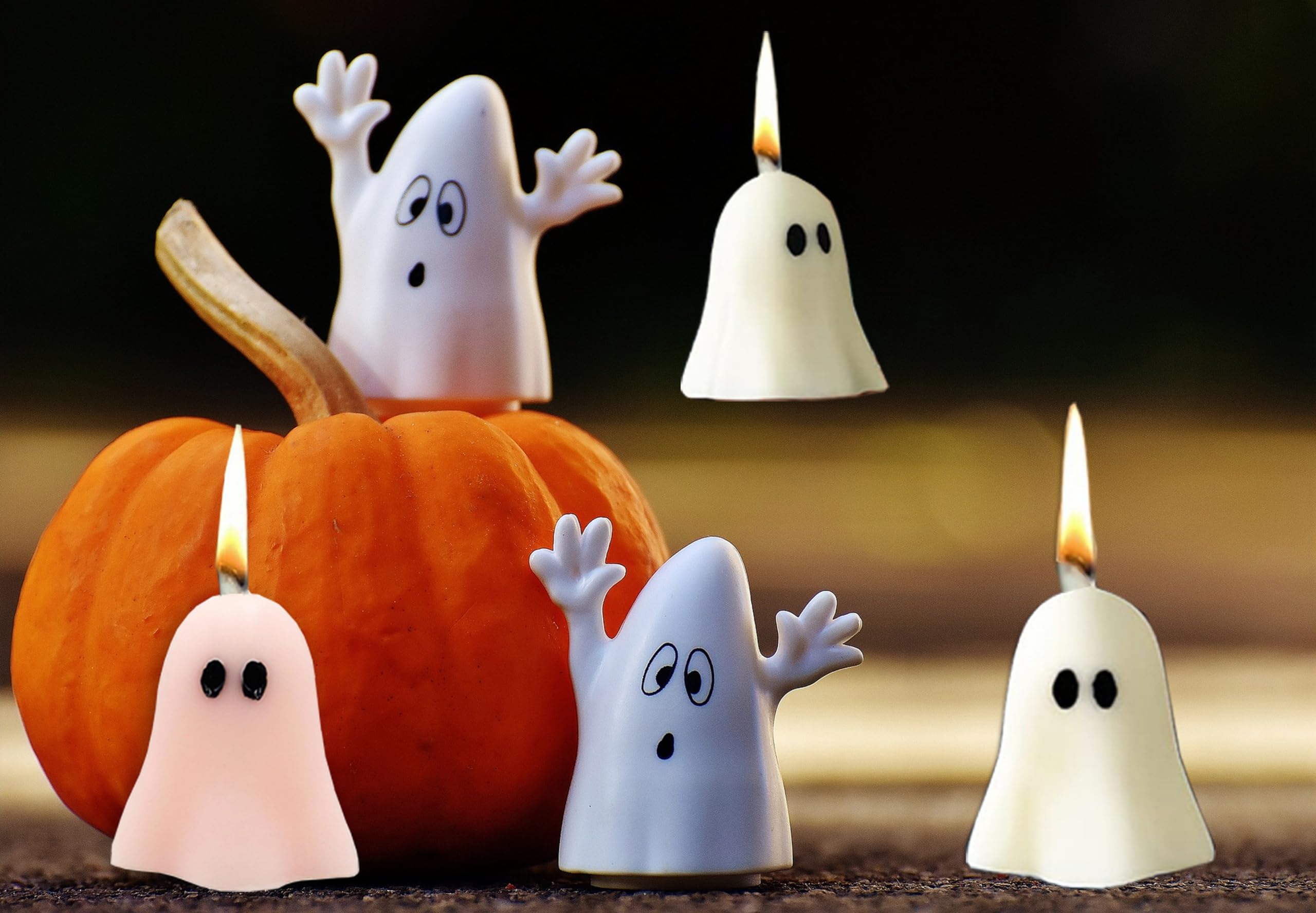 4 PCS Cute Ghost Candles, Scented Halloween Decoration Candles, Novelty Votive Ghost Candle, Votive Candles for Fall Decor Thanksgiving Home Halloween Party Bedroom Room Table Decorations