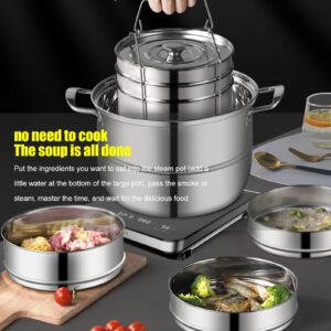 Kelepu Double Layer Steamer for Cooking Stainless Steel Steamer Two Layer Stackable Steamer Steamer With 1Piece Basket Double Steamer Pot for Cooking Dumplings Vegetables Fish In the Kitchen