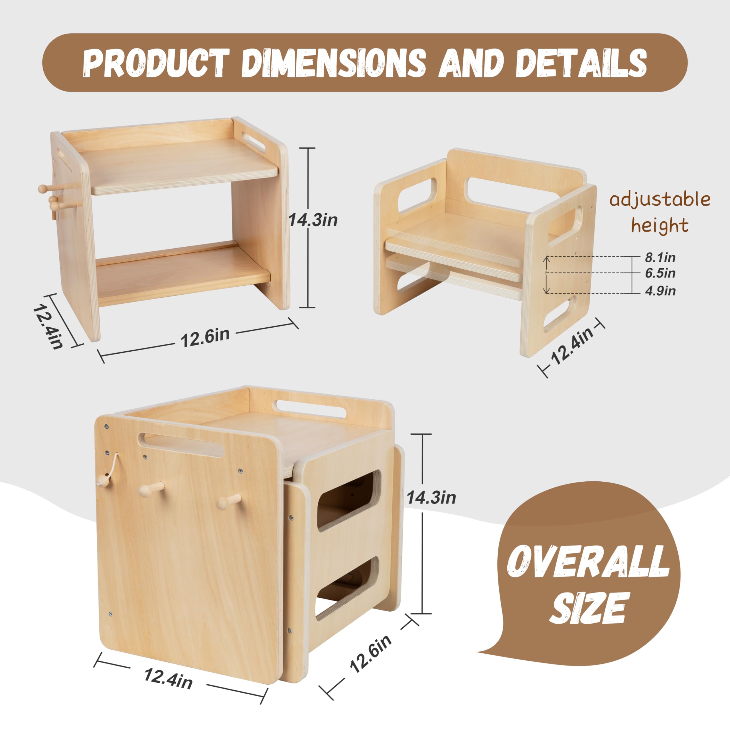 bpmfkid Montessori Weaning Table and Chair Set - Adjustable Design for Toddlers, Ideal for Mealtime, Learning, and Play