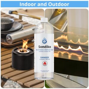 Sondiko Fireplace Fuel for Table Top Fire Pit, Bioethanol Fuel Tabletop Fire Pit, Clean Burning Sustainable Fuel, Premium Ethanol Smokeless Fuel for Fireplaces, Fire Pits, Stoves and Burners(3 Pack)