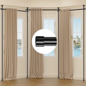 room divider curtain rod - 4-10ft(h) 28-171inch(w) no drilling tension curtain divider for room separation, heavy duty portable curtain stand space partition, wall divider for room separator - black