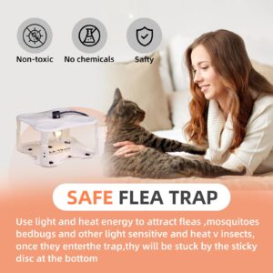 Flea Trap 2 Pack Flea Light Trap Indoor with 8 Glue Discs 6 Light Bulbs, Pest Control, Natural Insect Trap, Non-Toxic, Odorless Safe for Family (Pearl White)