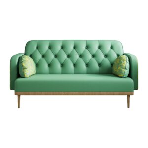 SZLIZCCC 55" Velvet Sofa Chair, Modern Low-Key Luxury Loveseat Sofa, Armrests and Pillows with Branch Jacquard Pattern, Golden Metal Legs (PU Green)