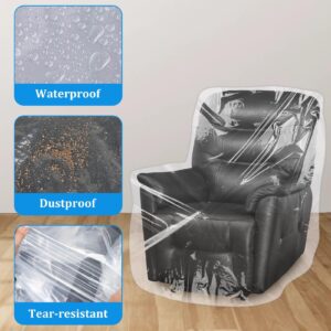 TRINKA 2 PCS Plastic Furniture Covers for Storage, 4 MIL Thick Heavy Duty Dust-Proof Moving Bags, 65 x 43 x 35 Inches Extra Large Waterproof & Clear Chair Cover Protectors for Armchairs and Recliners