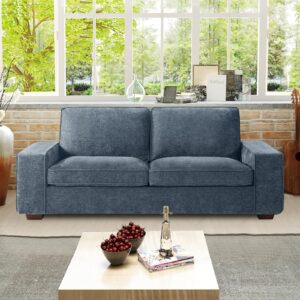 easeland 71.25" loveseat sofa couch for living room, chenille modern sofa couch, deep-seated sofa with solid wood, metal and removable cover easy to install 2 seats(blue)