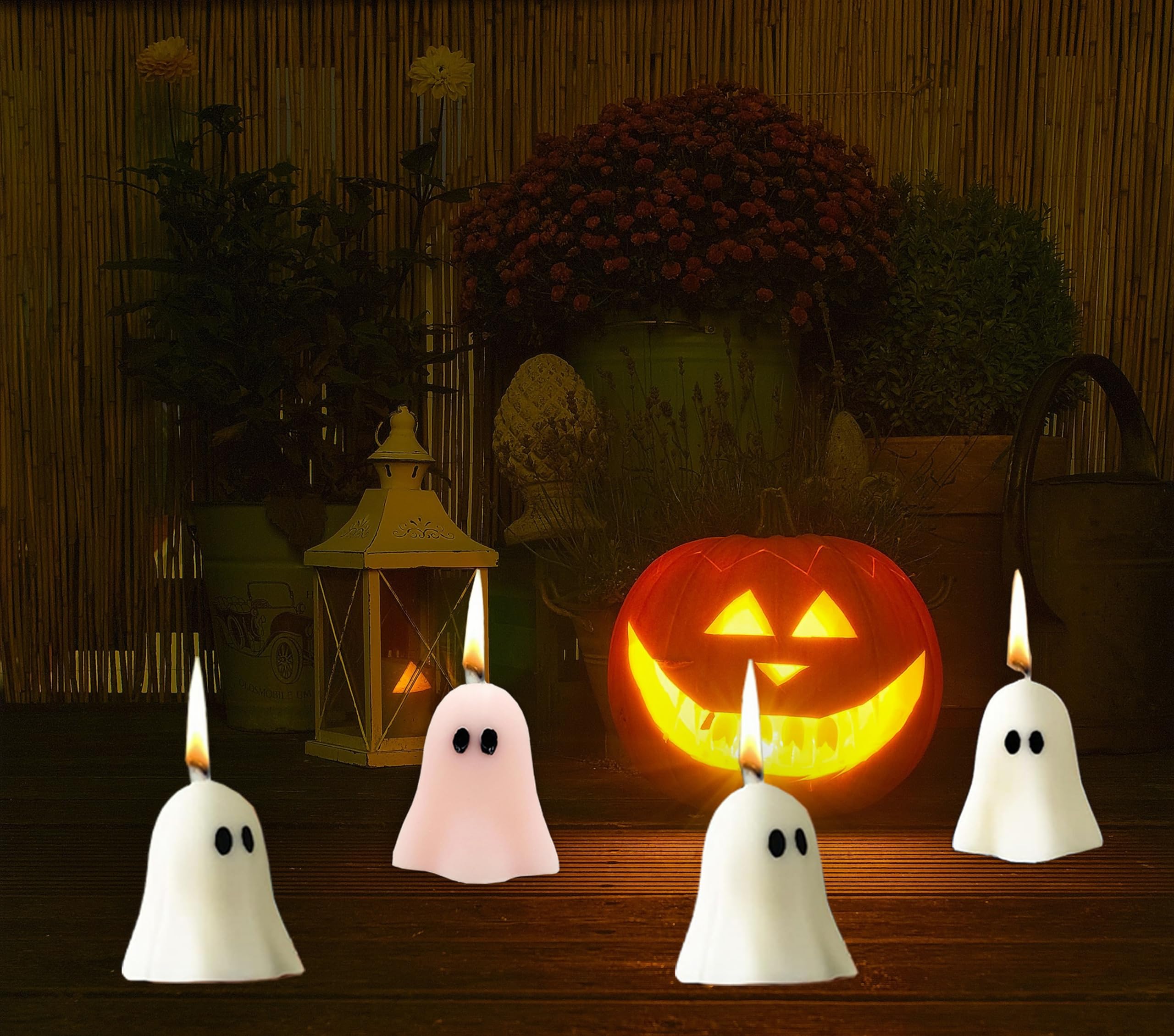 4 PCS Cute Ghost Candles, Scented Halloween Decoration Candles, Novelty Votive Ghost Candle, Votive Candles for Fall Decor Thanksgiving Home Halloween Party Bedroom Room Table Decorations