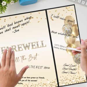 DARUNAXY Black Gold Farewell Party Decorations, Farewell We Will Miss You Alternative Signature Guest Book for Men Women Going Away Gifts Signing Card Board for Retirement Graduation Party Supplies