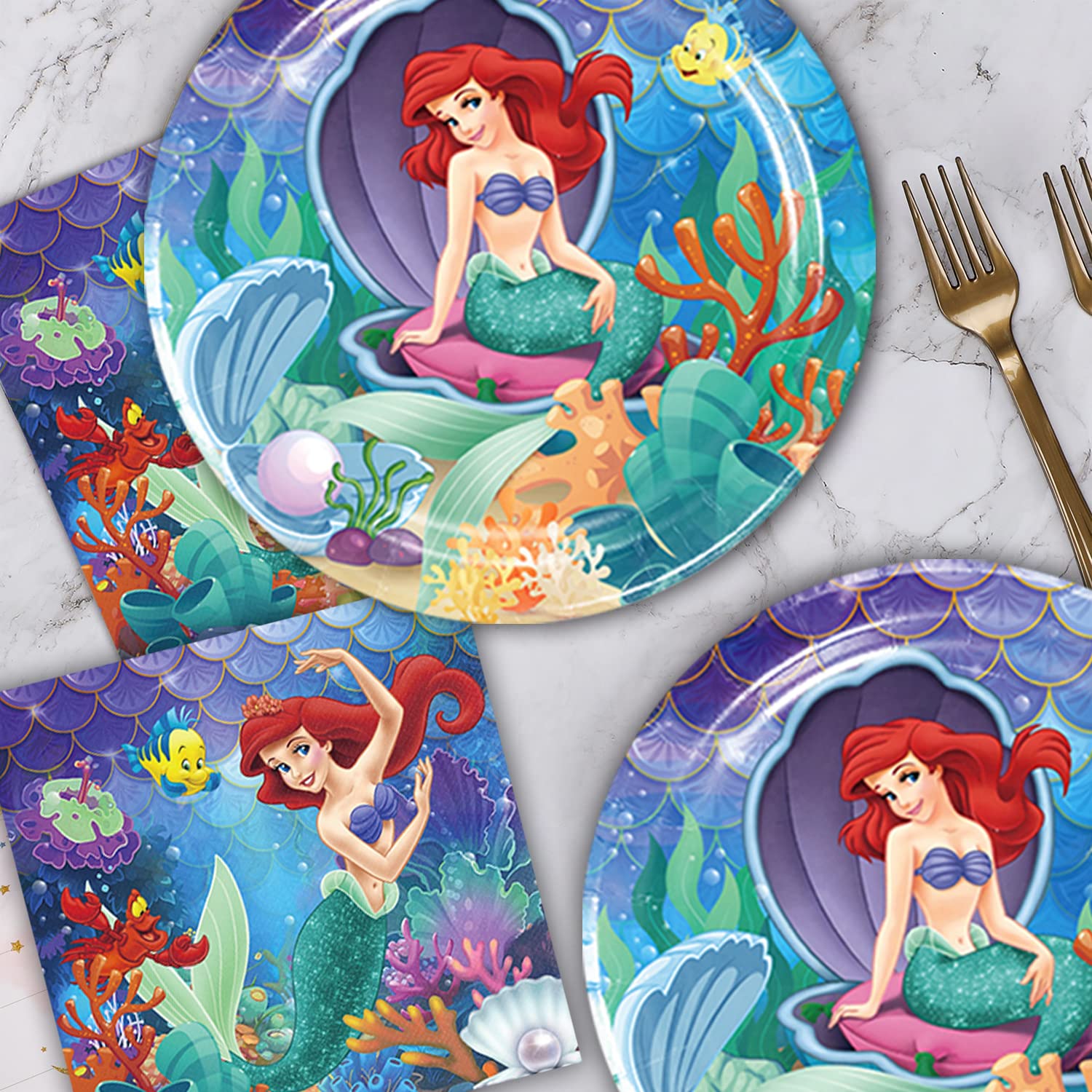 Mermaid Party Supplies Mermaid Birthday Party Favors Includes Cups Plates Napkins for Mermaid Birthday Baby Shower Decor