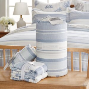 Levtex Home - Ipanema Duvet Cover Set - Twin Duvet Cover + One Standard Pillow Case - Coastal - Blue, Taupe and Cream - Duvet Cover (68 x 88in.) and Pillow Case (26 x 20in.) - Cotton