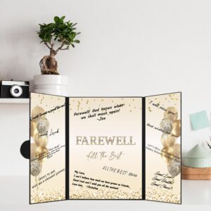 DARUNAXY Black Gold Farewell Party Decorations, Farewell We Will Miss You Alternative Signature Guest Book for Men Women Going Away Gifts Signing Card Board for Retirement Graduation Party Supplies