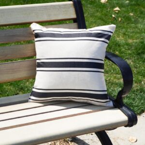 HOMFREEST Outdoor Pillow Cover 16×16 Inch Set of 2 Waterprooof Black and Beige Striped Square Throw Pillowcases Outside Bench Decorations for Patio Furniture Porch Sofa Car